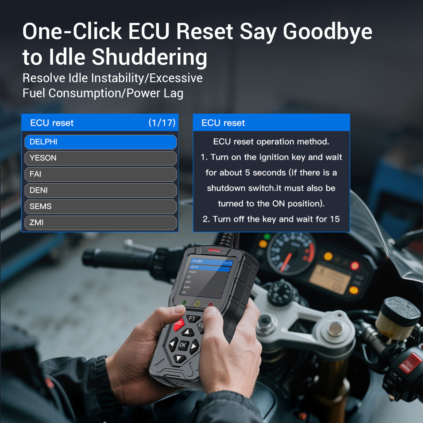 FLUTREE M60 2-in-1 OBD2 Motorcycle & Car Diagnostic Tool
