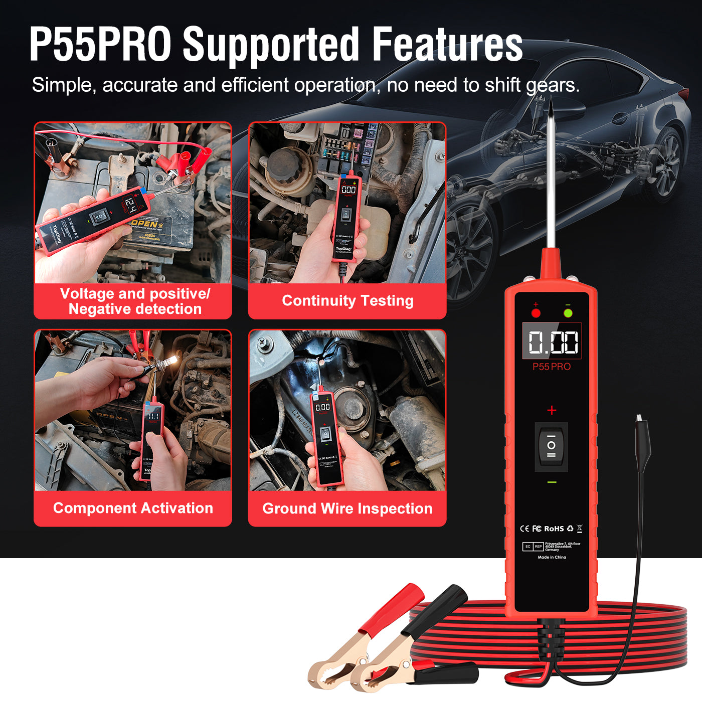 FLUTREE P55PRO 6-30V Automotive Circuit Activator Tester