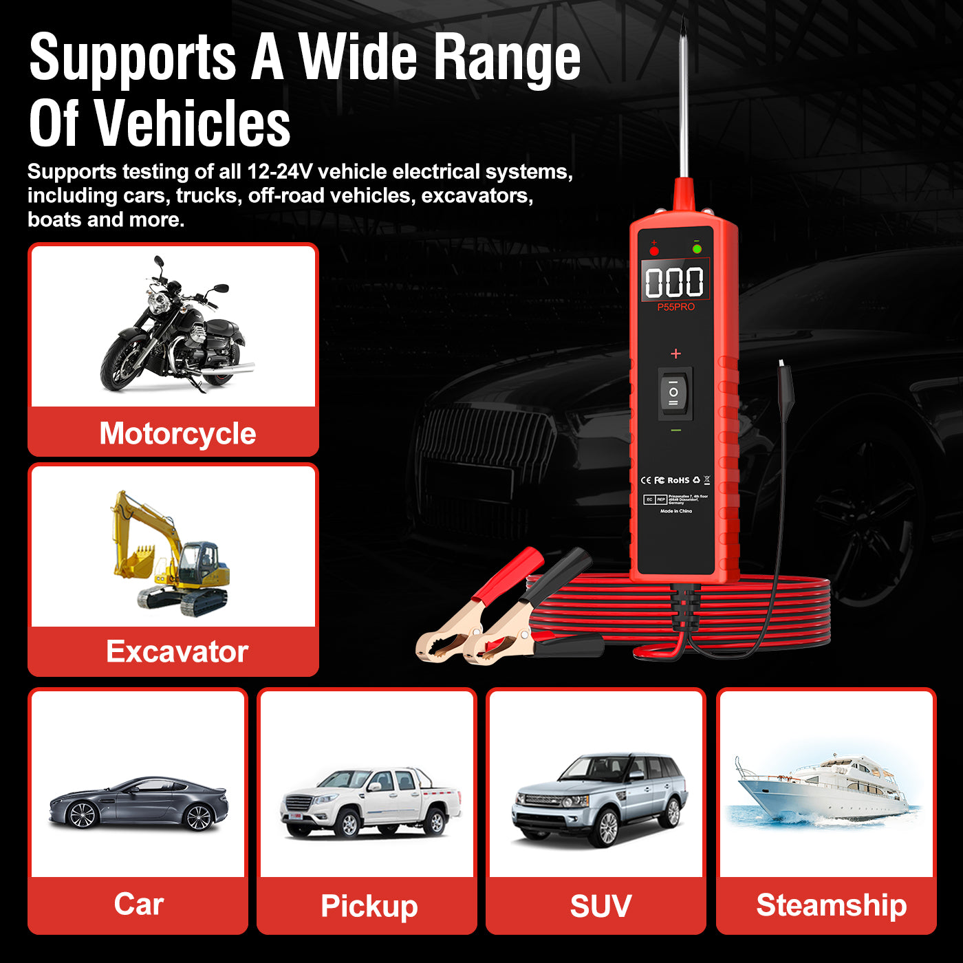 FLUTREE P55PRO 6-30V Automotive Circuit Activator Tester