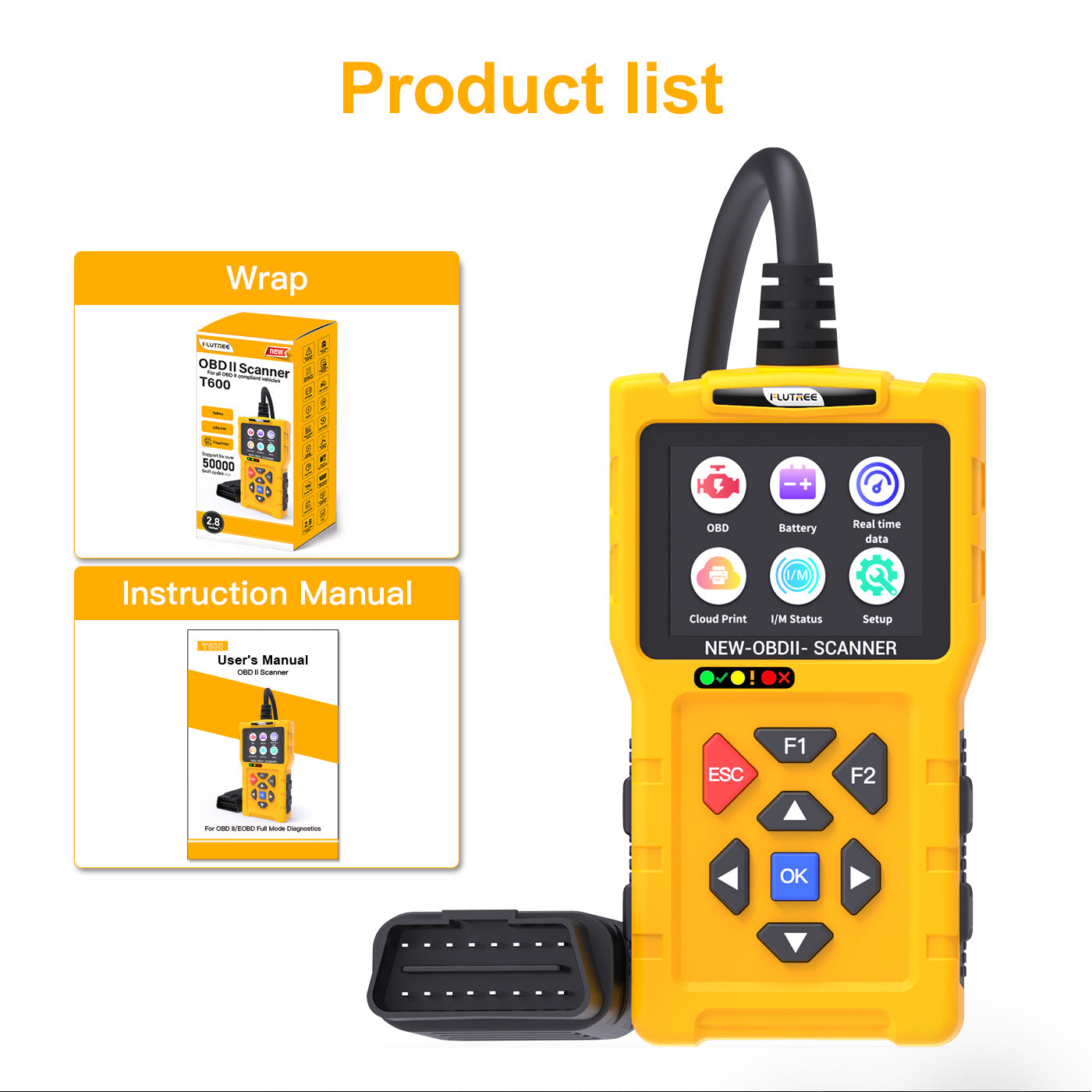 FLUTREE T600 Professioneller OBDII-Auto-Scanner